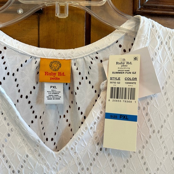 NWT Ruby Rd. Petite XL white Eyelet Blouse - Picture 3 of 6